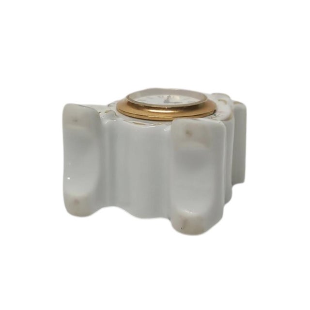 White 1986 Franklin Mint Louis V Cartel Clock - Miniature - Porcelain For Sale - Image 8 of 10