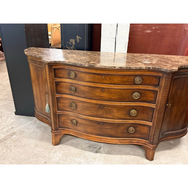 Brown Century Furniture Marble-Top Serpentine Buffet For Sale - Image 8 of 12