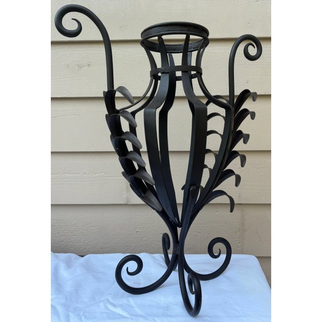 Metal Vintage Greek Revival Urn Shaped Cast Metal Vase For Sale - Image 7 of 8