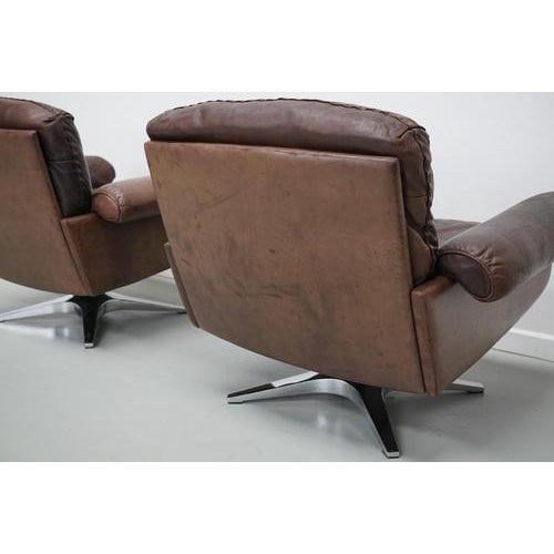 Vintage DS-31 Swivel Armchairs in Brown Leather from De Sede For Sale - Image 6 of 18