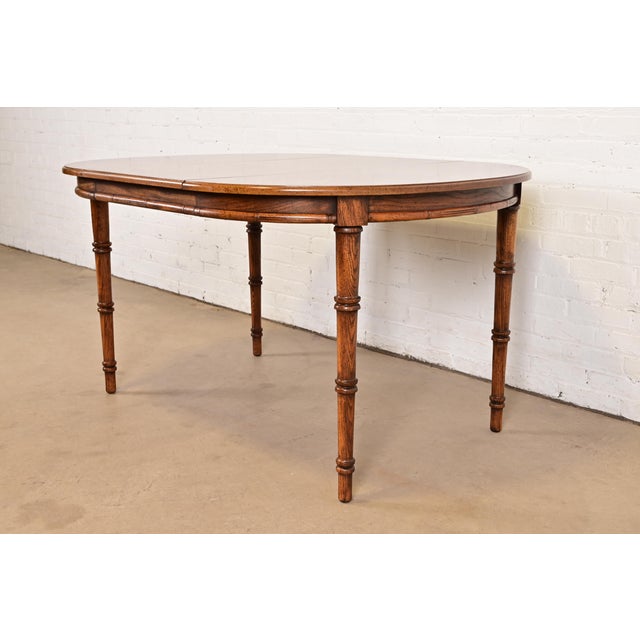 Baker Furniture Style Mid-Century Hollywood Regency Faux Bamboo Carved Walnut Extension Dining Table, Circa 1970s For Sale - Image 13 of 13