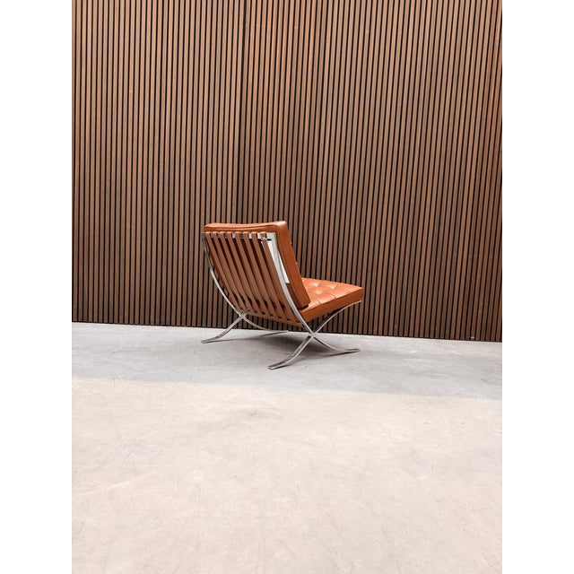 Ludwig Mies van der Rohe Barcelona Chair in Cognac Volo Leather by Ludwig Mies van der Rohe for Knoll Inc. / Knoll International, 2010s For Sale - Image 4 of 8
