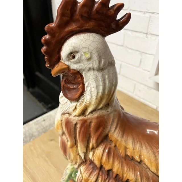 Figurative Vintage Italian Large Scale Ceramic Rooster For Sale - Image 3 of 10