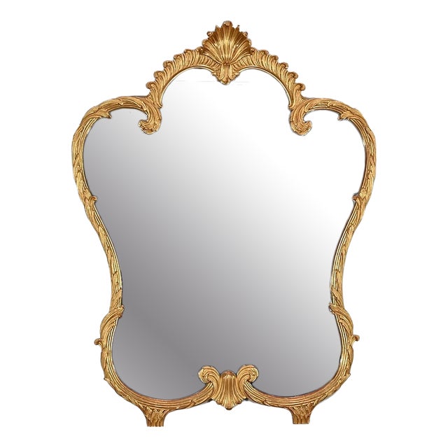 Antique Golden Wood Mirror in Louis XV Style For Sale