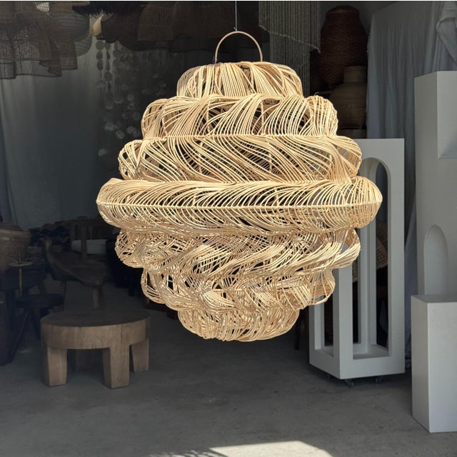 Rattan Spherical Shape Pendant Light, 1980s For Sale - Image 6 of 11