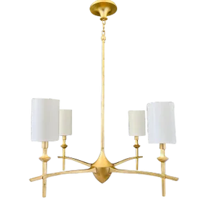 Contemporary Gilt Iron Chandelier With Four Arm Design