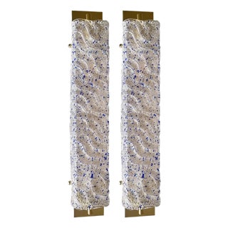 Gold Wall Sconce with Blue Graniglia Murano Glass by Simoeng for Simoeng, Set of 2 For Sale