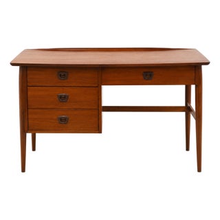 1960s Refinished Walnut Mid Century Desk For Sale