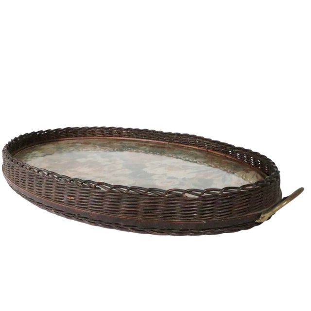 Brown Victorian Wicker Serving Tray For Sale - Image 8 of 17