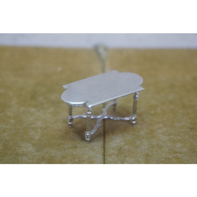 Antique Victorian Miniature Silver Dollhouse Furniture Settee Table Chairs 2" For Sale - Image 6 of 18