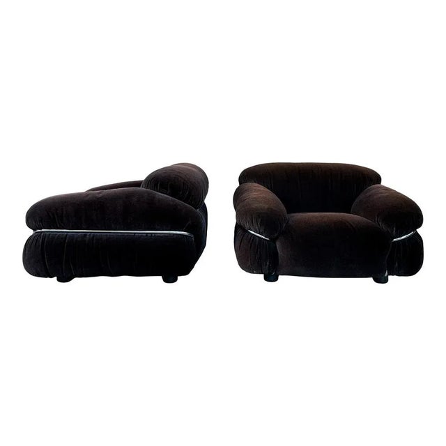 Sesann Lounge Set in Alpaca Velvet by Gianfranco Frattini for Cassina, 1972, Set of 4 For Sale - Image 6 of 12