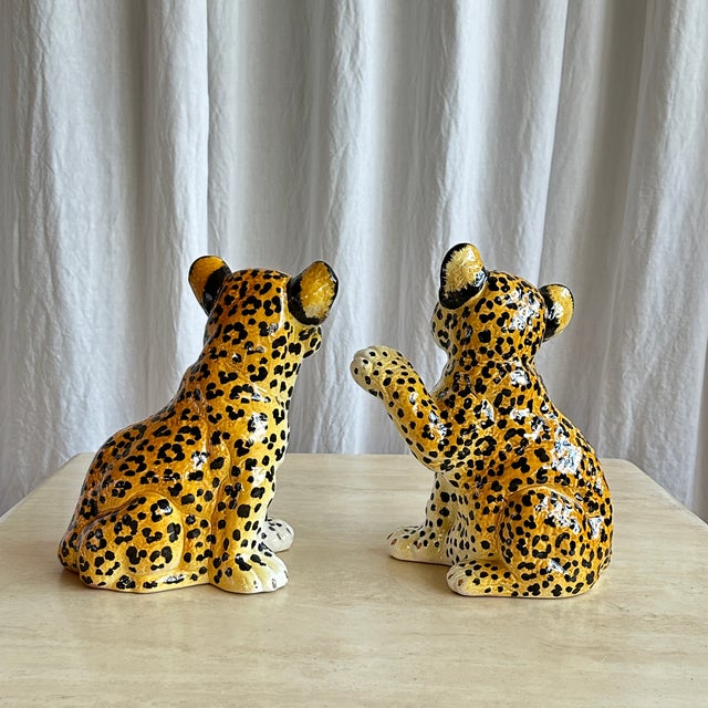 Mid-Century Italian Handmade Ceramic Baby Leopards, 1970s, Set of 2 For Sale - Image 6 of 17