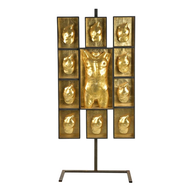 Figurative Sculpture, 1970s, Gilded Plaster For Sale