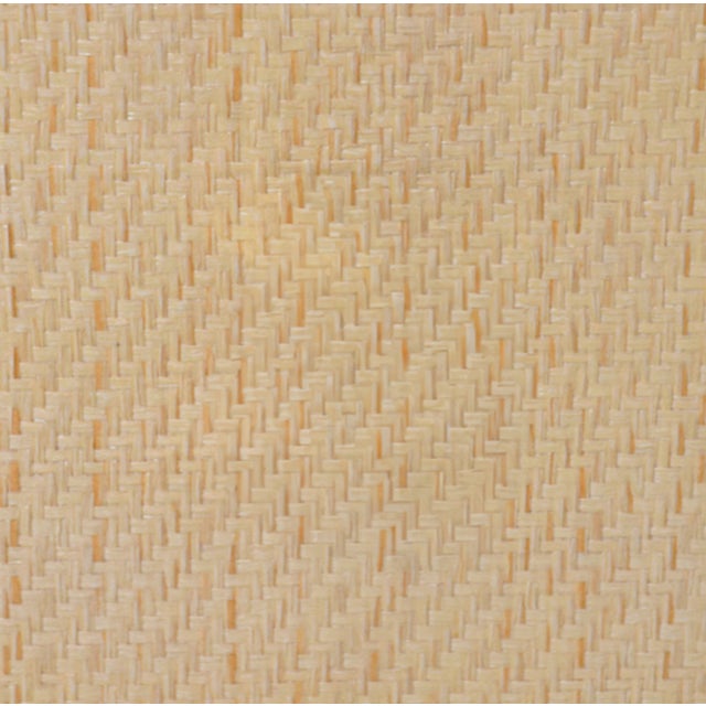 Contemporary Matthew Izzo Home Edelman Natural Grasscloth Two Drawer Side Table With Antique Brass Hardware For Sale - Image 3 of 4