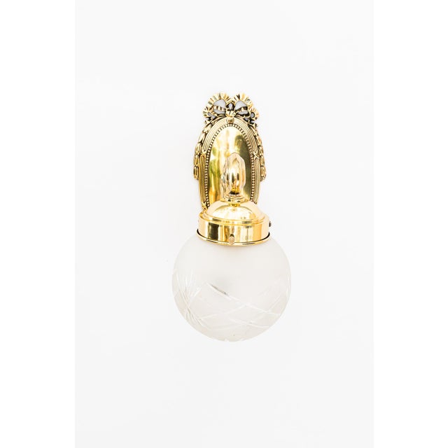 Historistic Wall Lamps with Cut Glass Shade, Vienna, 1890s, Set of 2 For Sale - Image 10 of 17