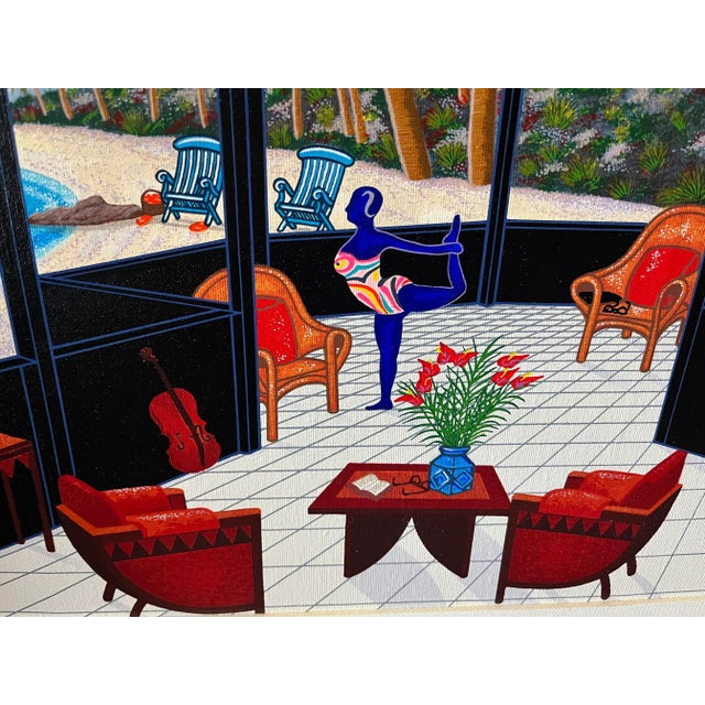 Contemporary "Life's a Beach" Late 20th Century Interior Serigraph on Canvas by Francois Ledan For Sale - Image 3 of 11
