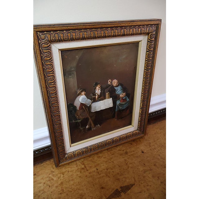 Figurative 19th Century German Bar Scene Painting the Good Old Monk Signed Theo Kramer 1883 For Sale - Image 3 of 10