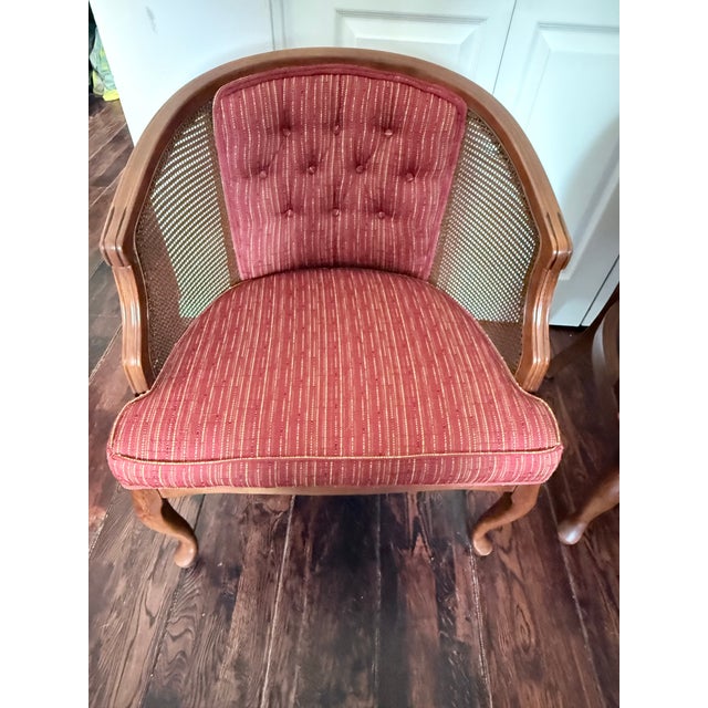 Hollywood Regency Mid-Century Hollywood Regency Hammary Cane Barrel-Back Chairs - A Pair For Sale - Image 3 of 12
