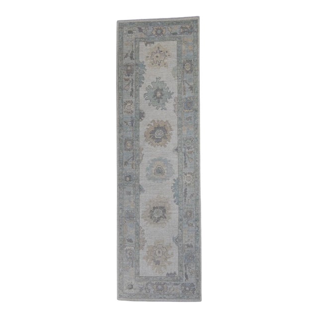 Turkish Oushak Runner Rug 3'1" x 10'2" For Sale