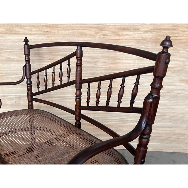 Wood 20th Century Bentwood Sofa in the Thonet Style, circa 1925, Caned Seat For Sale - Image 7 of 18