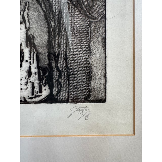 Wood 1990s Black and White Etching Abstract Print, Framed For Sale - Image 7 of 10