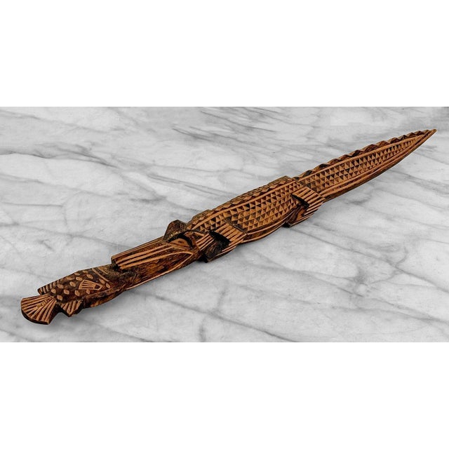 Mid 20th Century Vintage African Tribal Crocodile Wood Carved Sculpture - 19" For Sale - Image 5 of 9