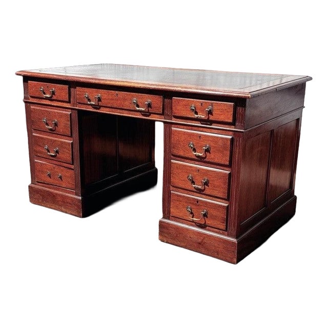 Edwardian Oak Twin Pedestal Desk For Sale
