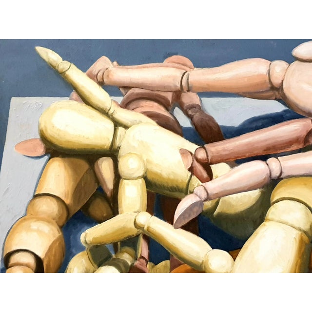 Large Scale Abstract Geometric Oil on Canvas. 'Artist's Lay Figures' by Derek Carruthers. For Sale - Image 4 of 11