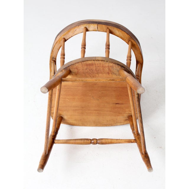 Antique Windsor Captain’s Chair Wood Spindle Armchair For Sale - Image 14 of 14