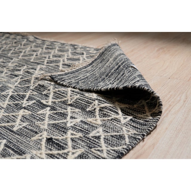 Contemporary 9x12 Penelope Kilim Brown Diamond Geometric Handmade Wool Carpet Rug For Sale - Image 3 of 8