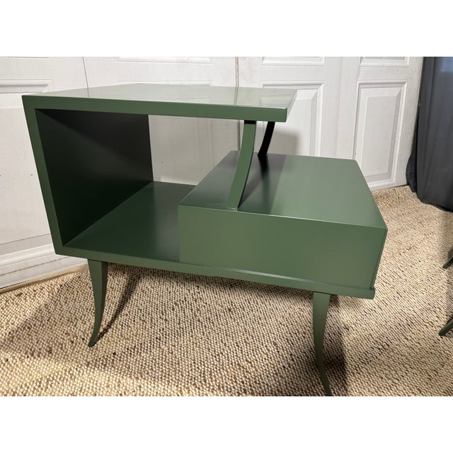 Mid-Century Modern 1960s Pair of MCM Two Tiered Side Table With Drawer For Sale - Image 3 of 15