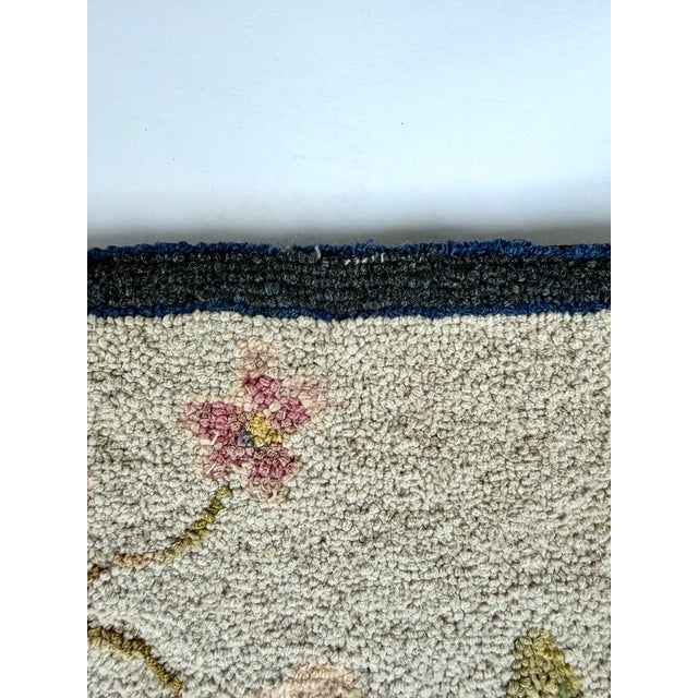 American Floral Hooked Rug Wall Hanging With Roses and Delft-Style Vase, Circa 1930’s For Sale - Image 12 of 18