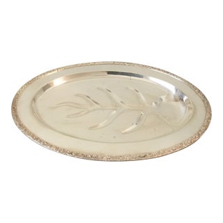 Vintage Oval Footed Silver on Cooper Tray For Sale