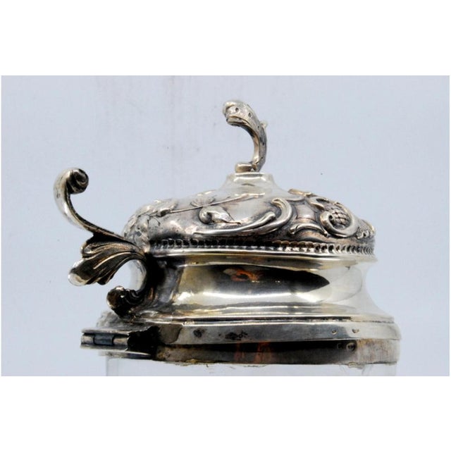 Wine Jug in Cut Glass with Embossed Silver Lid and Cut-Out Handle For Sale - Image 6 of 10