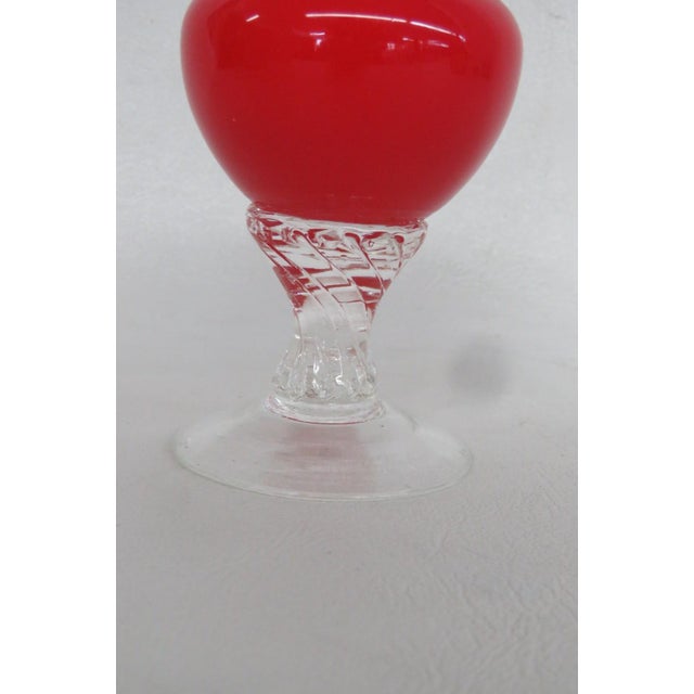 Mid 20th Century Ruby Red Glass Vase With Clear Cut Pedestal Base Mid Century Modern Style 4883b For Sale - Image 5 of 13