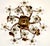 Italian Gold Leaf-Plated Metal and Crystal 2-Light Ceiling Light, 1960s, in Very Good conditions. Designed 1960 to 1969 I...