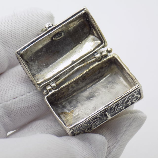 Vintage Italian Handmade Silver Treasure Chest Miniature Figurine, Italy, 1970s-1980s For Sale - Image 6 of 10