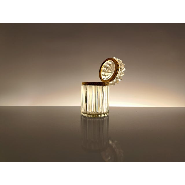 Baccarat Baccarat Style Jewelry Box in Crystal and Gold Metal, 1970s For Sale - Image 4 of 10