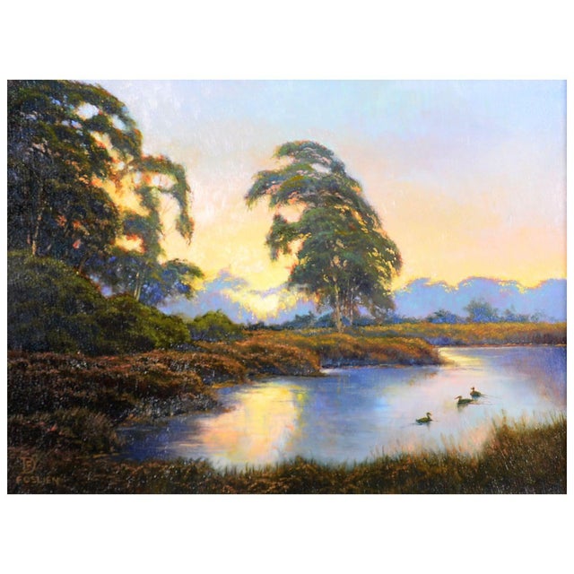 Oil on board Dirk Foslien "Reflections." This Dirk Foslien painting comes framed as shown. Dimensions (Image) 9"H X 12"W;...