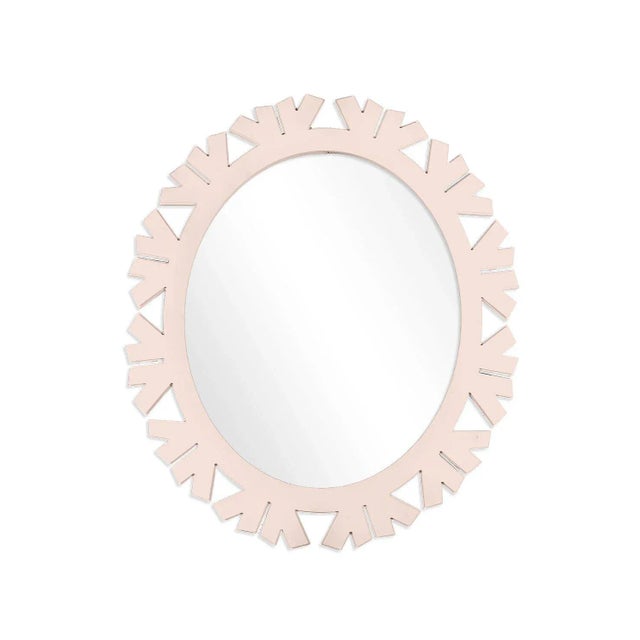 Contemporary Fleur Home Audubon Bamboo Sticks Oval Mirror in Pink Ground, 22x27 For Sale - Image 3 of 3