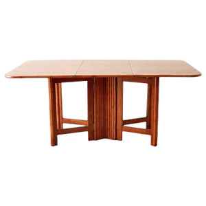 Mid Century Drop-Leaf Dining Table With Rattan Base