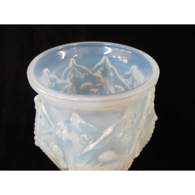 Sabino Paris Manta Raie Ray Sculpted Flower Blue Opalescent Glass Vase For Sale In Portland, OR - Image 6 of 14