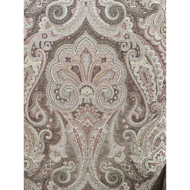 Late 20th Century Pair of Paisley Upholstered Coffee Color Stain Armchair Made by Country Hill, Millersburg Ohio For Sale - Image 10 of 12