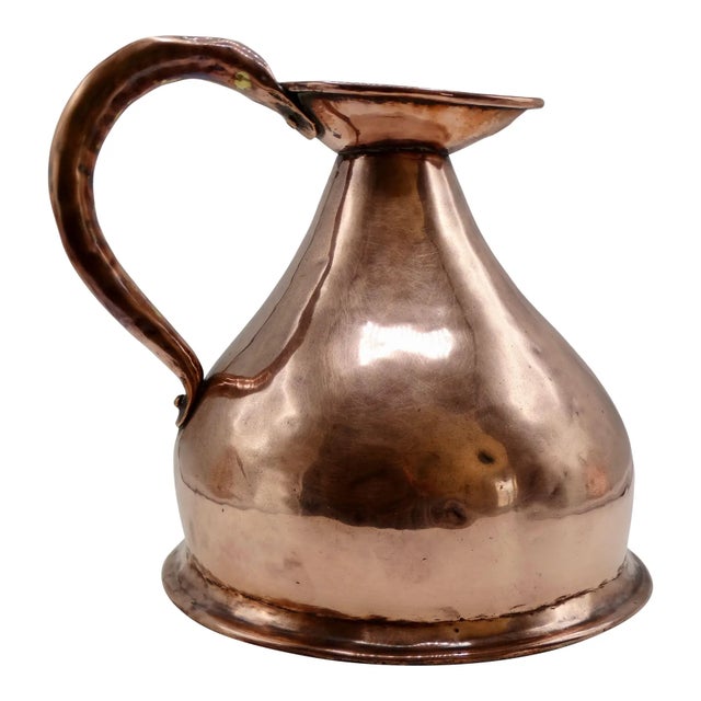 19th-C English Copper 1 Galloon Measure Ale Pitcher For Sale - Image 4 of 10