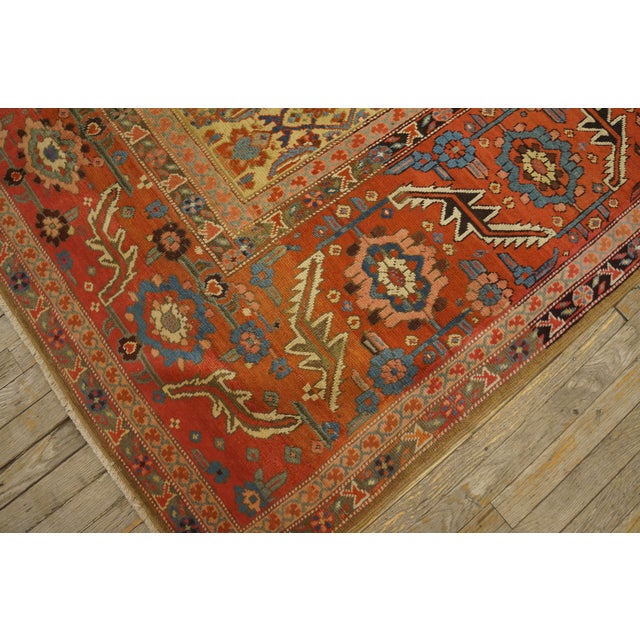 Splendid Camel and Red Color With Medallion Antique Persian Bakshaiesh Rug For Sale - Image 9 of 12