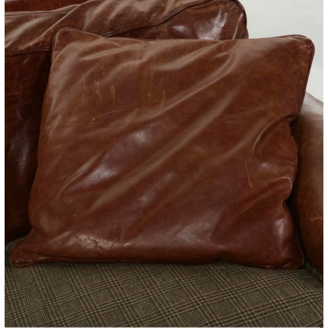 2000 - 2009 Ralph Lauren Leather and Plaid Sofa For Sale - Image 5 of 11
