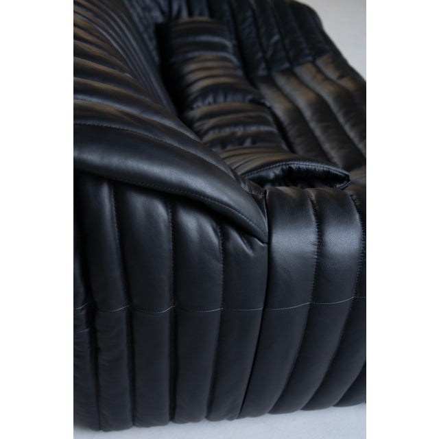 Animal Skin Cinna Three-Seater Sofa in Black Leather by Annie Hieronimus for Rose Line, 1973 For Sale - Image 7 of 9