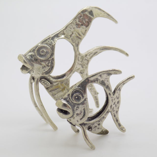 Vintage Italian Handmade Genuine Silver Two Tropical Fishes Miniatures Figurines, 1970s, Set of 2 For Sale - Image 6 of 12