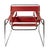 Wassily lounge chair, designed by Marcel Breuer, circa 1925. In red canvas upholstery, chromed steel tube frame....