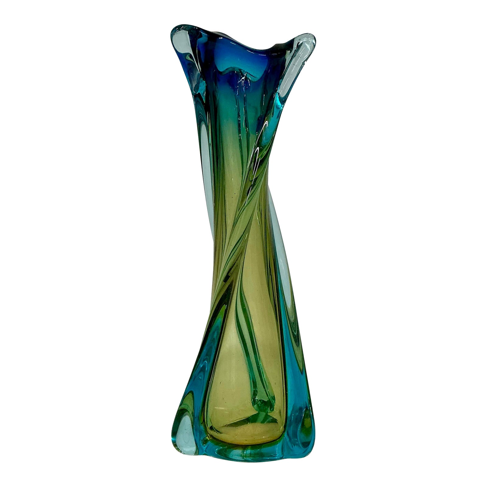 Vintage Murano Glass Twisted Vase | Chairish